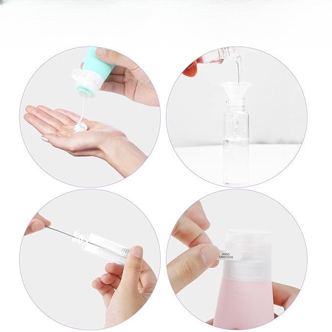 Recipient Portabil din Silicon Elegant de Voiaj, Sticla de Calatorie, Vivimall, Potrivita pentru Lotiune, Sampon si Alte Lichide, Anti-scurgere, cu Posibilitate de Reumplere, Capacitate 90mL, Mov - vivimall.ro