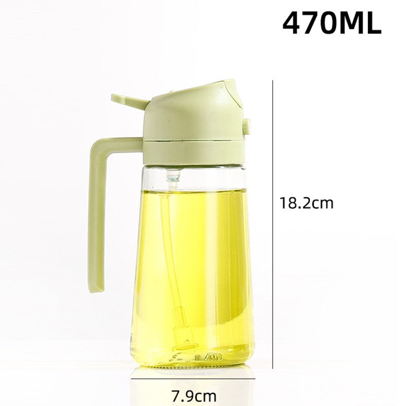 Recipient Ulei 2 in 1, Vivimall, Functie Spray & Turnare, din Sticla, Fara Scurgere,-18.5 x 7.7 cm, 470 ml, Verde - vivimall.ro