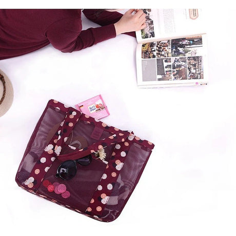 Geanta De Plaja Burgundy Imprimeu Floral | BeachVibe 3