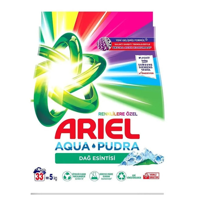Ariel Mountain Breeze — detergent pulbere pentru rufe colorate, 5 kg - vivimall.ro