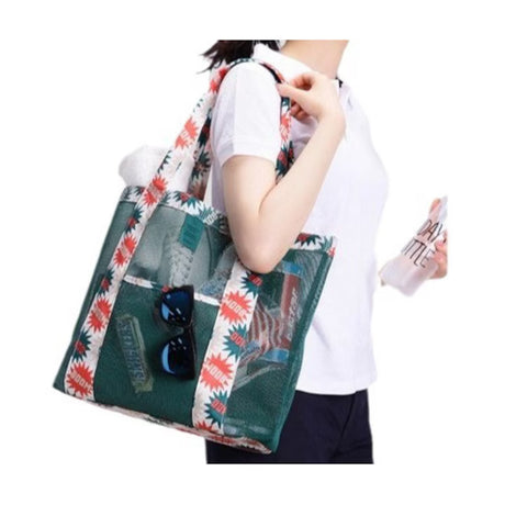 Geanta De Plaja Verde Imprimeu Boom | BeachVibe 1