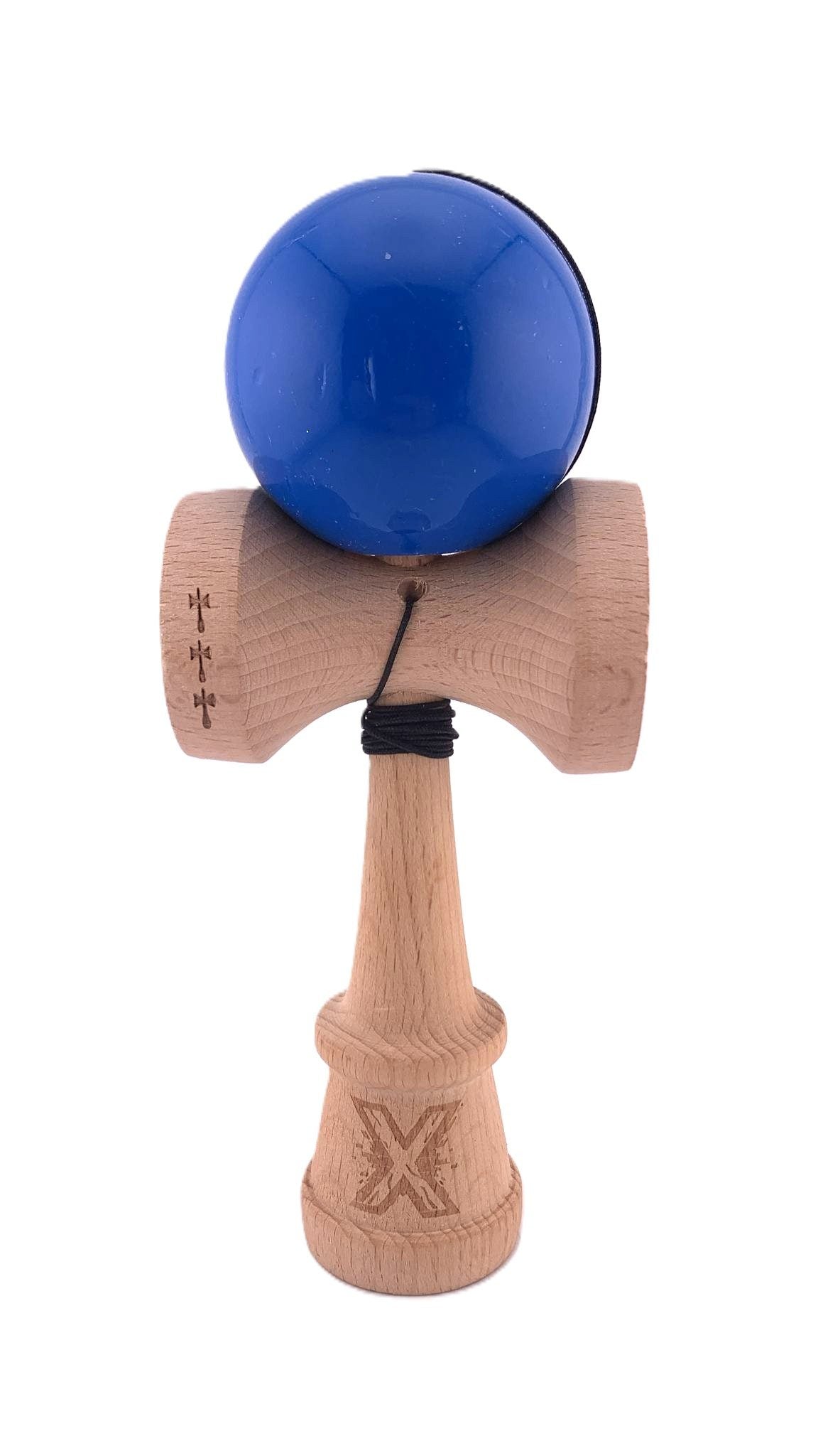 RESIGILAT - Kendama X Originala, Profesionala, Flippy, Crazy Smile, Super Sticky cu Cupe Mari KING SIZE V3, Gaura in Baza, Rulment Metalic, din lemn 18 cm, Ata 62/65 cm, Special Albastru - vivimall.ro