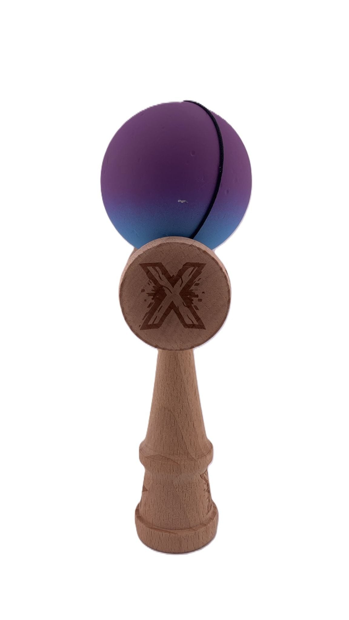 RESIGILAT - Kendama X Originala, Profesionala, Flippy, din Lemn, Rubber Grip, 18 cm, Roz/Mov/Albastru - vivimall.ro