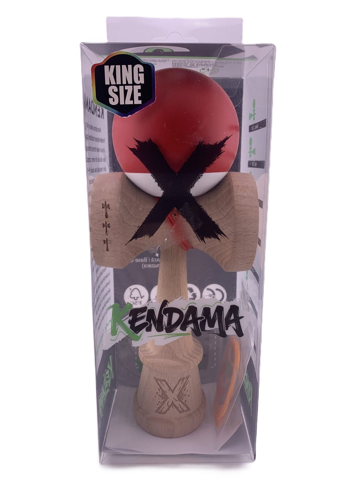 Detaliu cupe mari King Size cu rubber grip roșu, kendama Flippy V3, suprafață de prindere mărită