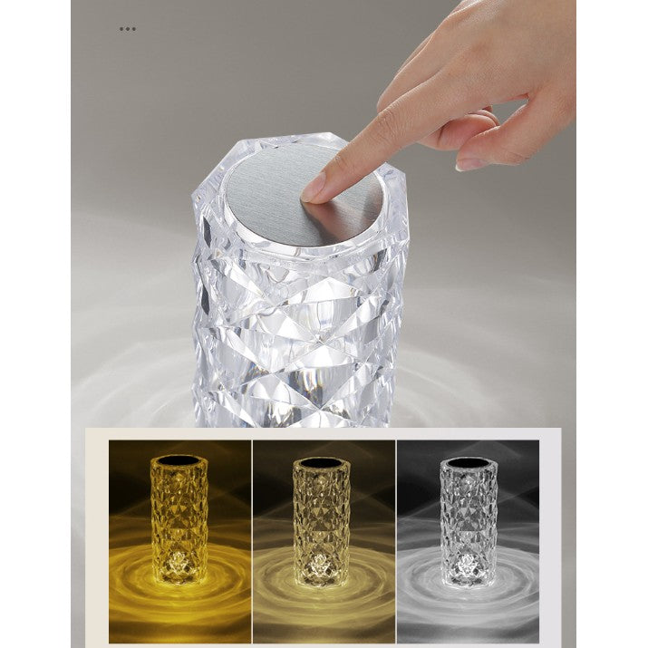 Lampa de birou pe LED RGB, Vivimall, dimmer tactil, 3 nivele de intensitate, Cristal Acrilic, cu telecomanda - vivimall.ro