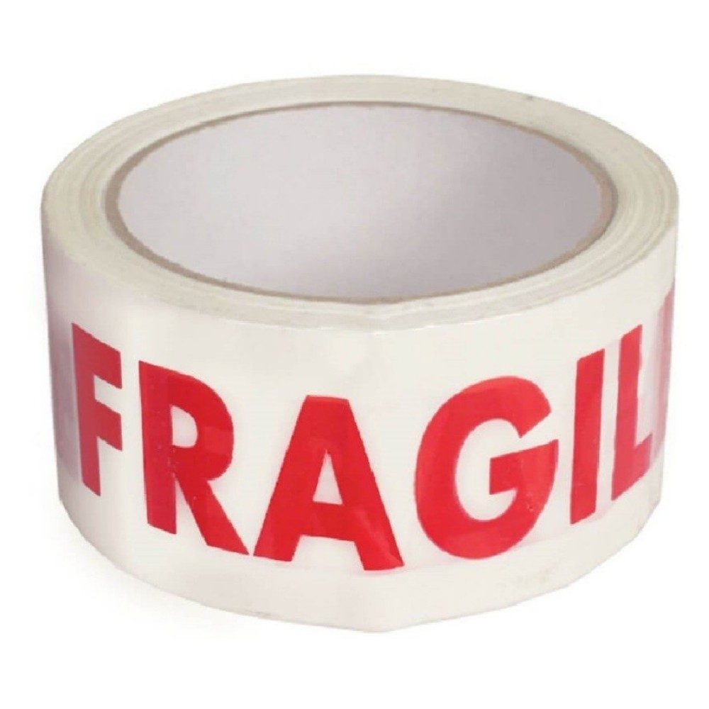 Bandă adezivă Fragile utilizată la sigilarea cutiei de carton, unghi de sus