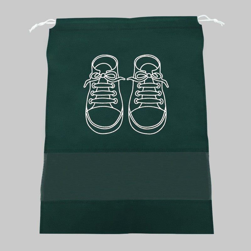Sac depozitare incaltaminte, pentru voiaj sau depozitare, rezistent la praf, compatibil cu masina de spalat, 27 x 36 cm, verde inchis - vivimall.ro