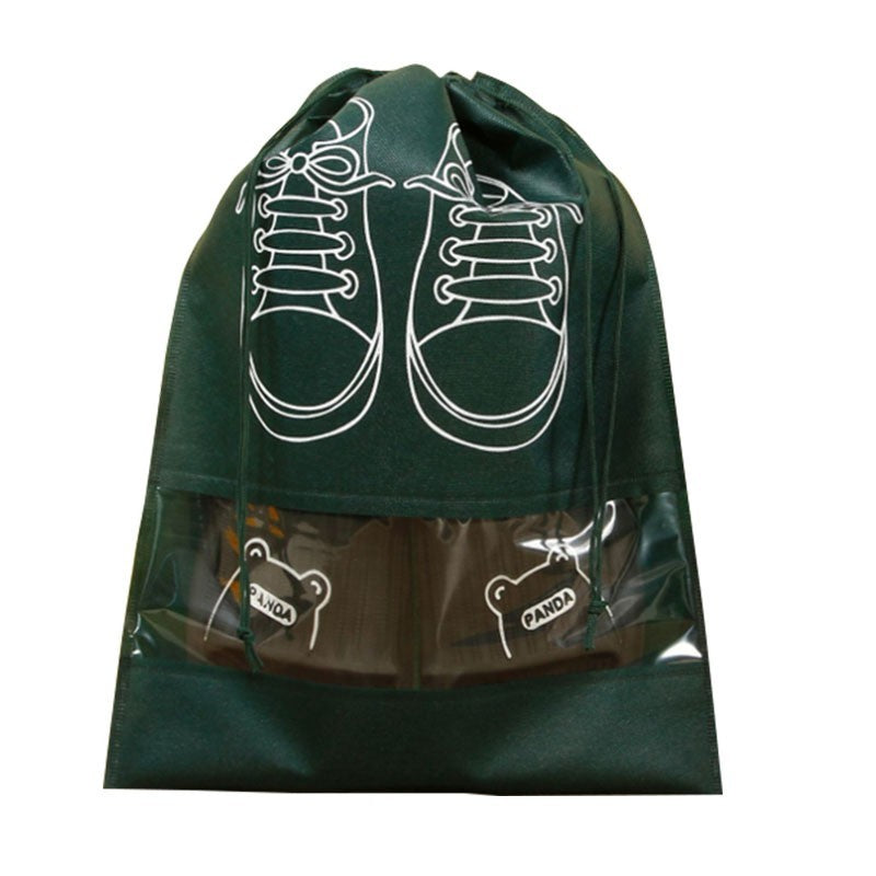 Sac depozitare incaltaminte, pentru voiaj sau depozitare, rezistent la praf, compatibil cu masina de spalat, 27 x 36 cm, verde inchis - vivimall.ro
