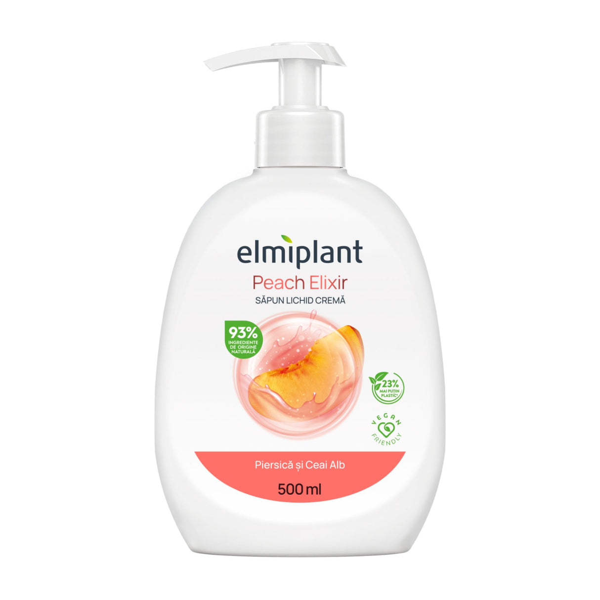 Sapun Lichid Crema, Elmiplant, Piersica si Ceai Alb, 500 ml - vivimall.ro