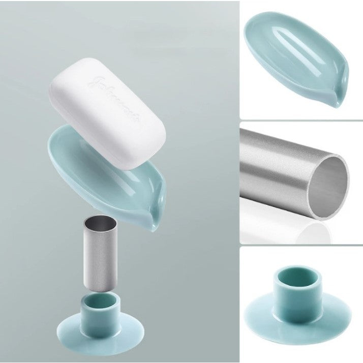 Savoniera Vivimall, cu scurgere, pentru sapun, cu ventuza, material ABS, 13 x 8.5 x 10.5 cm, albastru - vivimall.ro