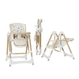 Scaun De Masa 2In1, Pentru Copii 6 Luni - 4 Ani, Pliabil, Cu Roti, Balansoar, Leagan, Reglabil, Tava De Masa Dubla, Centura In 5 Puncte, Sampanie - vivimall.ro