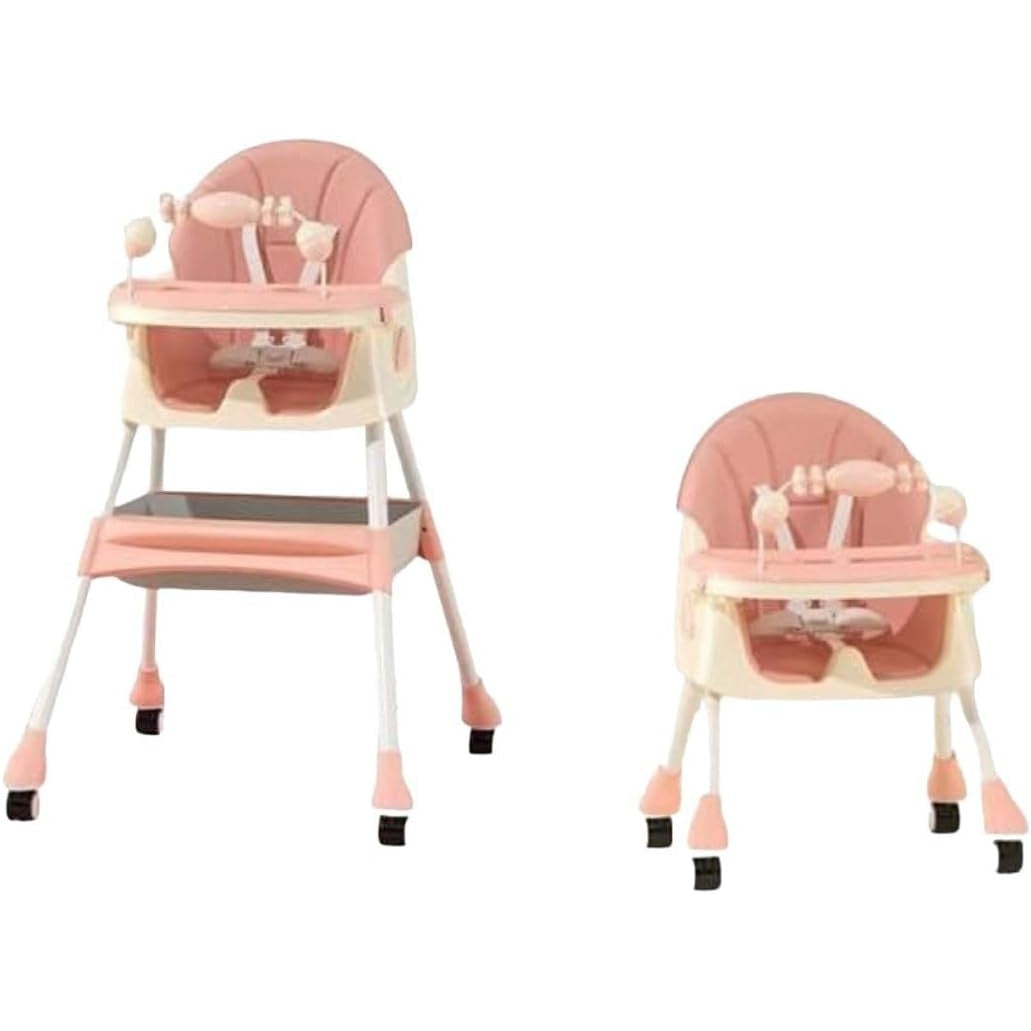 Scaun De Masa 2In1, Pentru Copii De La 6 Luni - 5 Ani, Inaltime Reglabila, Centura In 5 Puncte, Tava De Masa, Roti Cu Frana, Cos Depozitare, Jucarie Inclusa