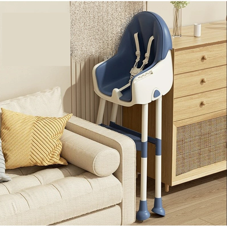 Scaun De Masa Pentru Bebelusi Si Copii, Cu Roti, Telescopic, Pliabil, Masuta Reglabila, Suport Picioare, Scaun Cu Invelis Piele Artificiala, Centura Siguranta, Spatiu Depozitare