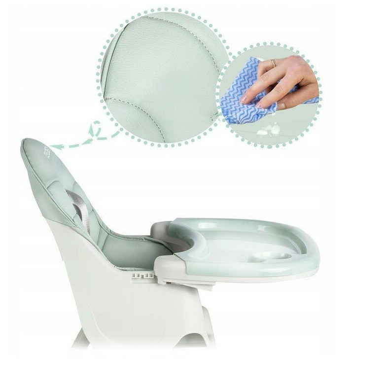 Scaun De Masa Pentru Bebelusi Si Copii, Cu Roti, Telescopic, Pliabil, Masuta Reglabila, Suport Picioare, Scaun Cu Invelis Piele Artificiala, Centura Siguranta, Spatiu Depozitare