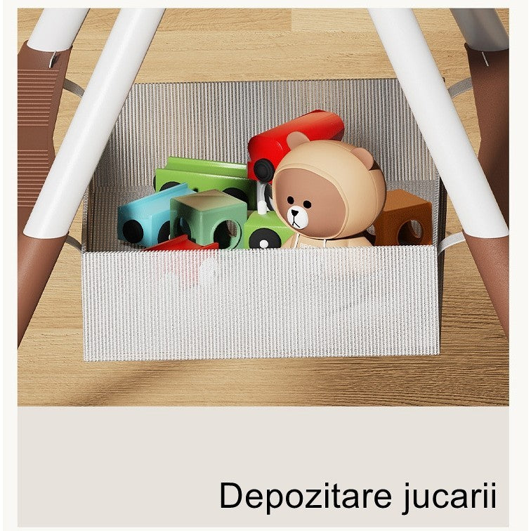 Scaun De Masa Pentru Bebelusi Si Copii, Cu Roti, Telescopic, Pliabil, Masuta Reglabila, Suport Picioare, Scaun Cu Invelis Piele Artificiala, Centura Siguranta, Spatiu Depozitare