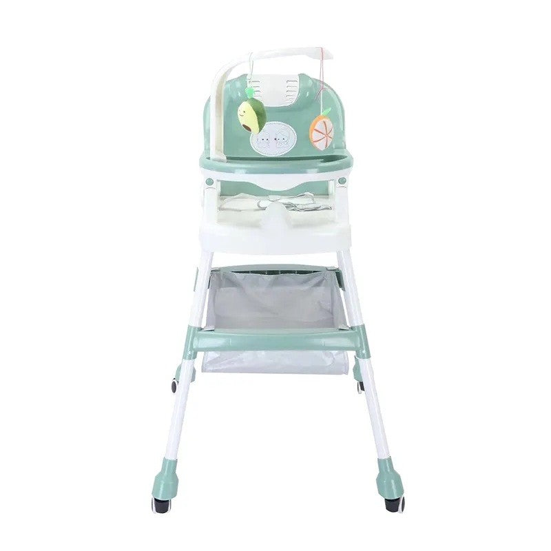 Scaun de Masa pentru Copii, Flippy, Multifunctional, Pliabil, cu Roti, Cos de Depozitare, din Plastic, Centura de Siguranta, Suport de Agatat Jucarii, 110 x 60 x 70 cm, Verde