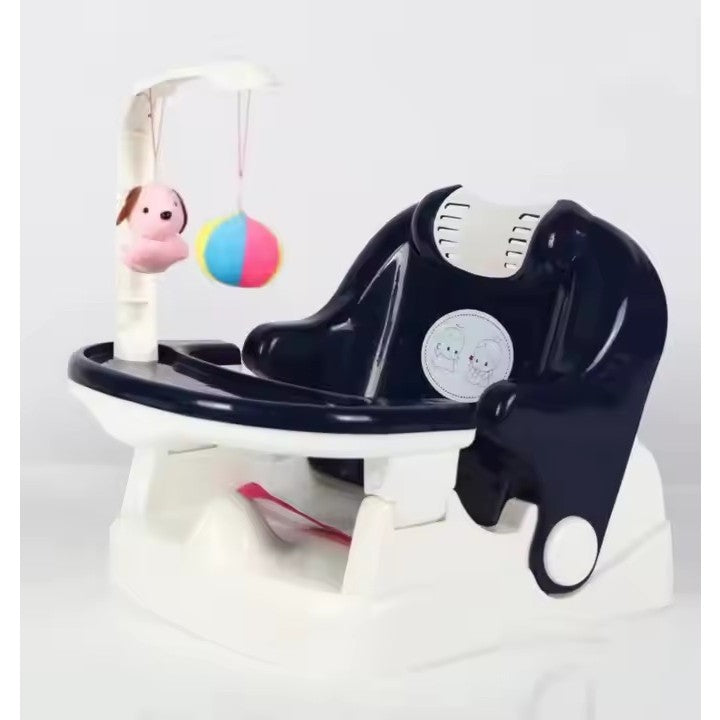 Scaun pentru Copii 2 in 1, Flippy, pentru Servit Masa si pentru Baie, Multifunctional, Pliabil, Portabil, din Plastic, Spatar Reglabil, 58 x 39 cm, Albastru