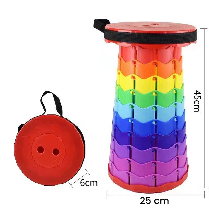 Scaun Telescopic Pliabil pentru Camping si Pescuit, Flippy, Portabil, Universal, Sustine 150 kg, ABS, Diametru 25 cm, Extensibil, Inaltime 45 cm, Multicolor - vivimall.ro