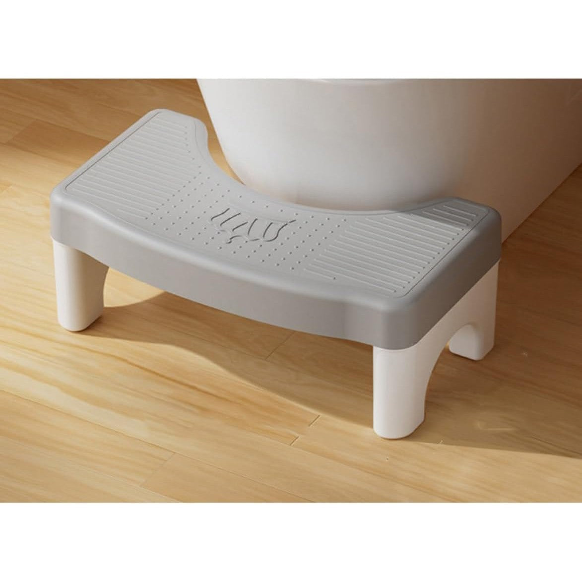 Scăunel WC cu canelură formă C, compatibil toalete standard, detaliu structură