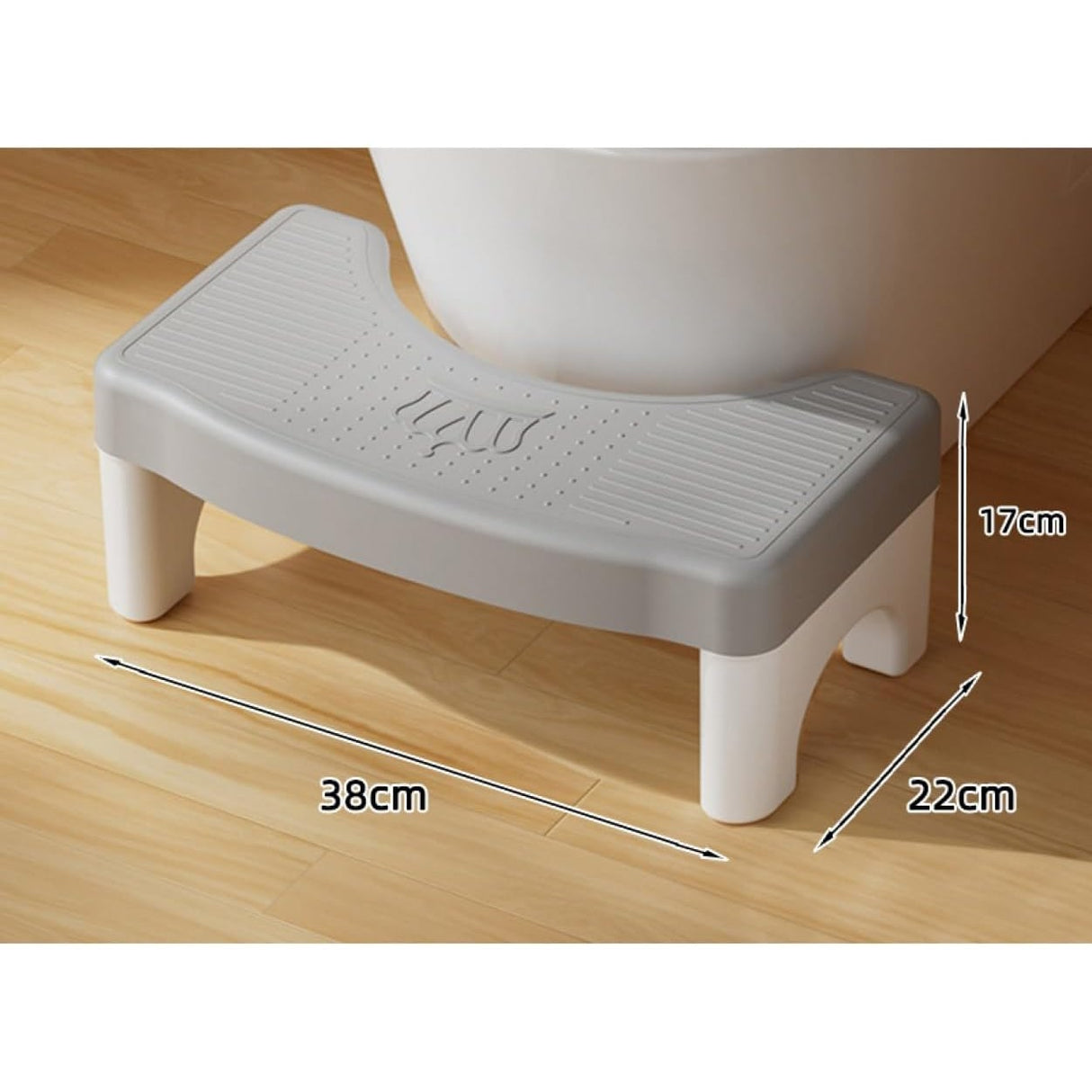 Scăunel înălțător WC gri, plastic PP rezistent, 500 g, vedere de sus