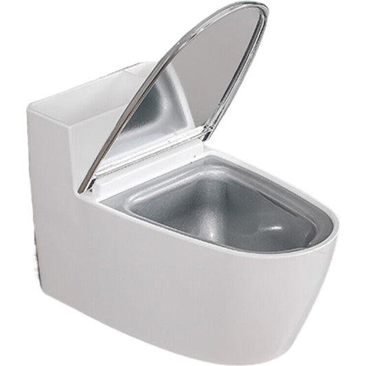 Scrumiera creativa Flippy, Forma de Toaleta, Capac Argintiu, Material ABS si Otel Inoxidabil, 12.5 x 9.8 x 8.4 cm, Fixare prin Lipire sau De Sine Statator, pentru Baie, Camera, Bucatarie, Balcon, Argintiu