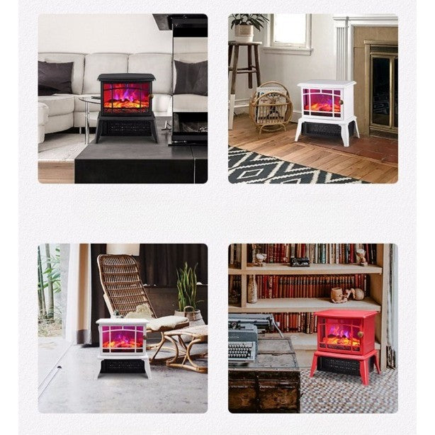 Semineu electric Vivimall, 1500W, cu efect de flacara, 25 x 16 x 25 cm, Alb - vivimall.ro