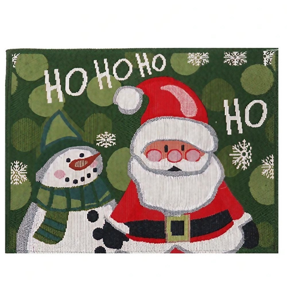 Servet de Masa, Vivimall, Model Mos Craciun, Scris HoHoHo, Tematica Craciun, Prosop pentru Masa, Bumbac si Fibre Sintetice, 43x33 cm, Verde