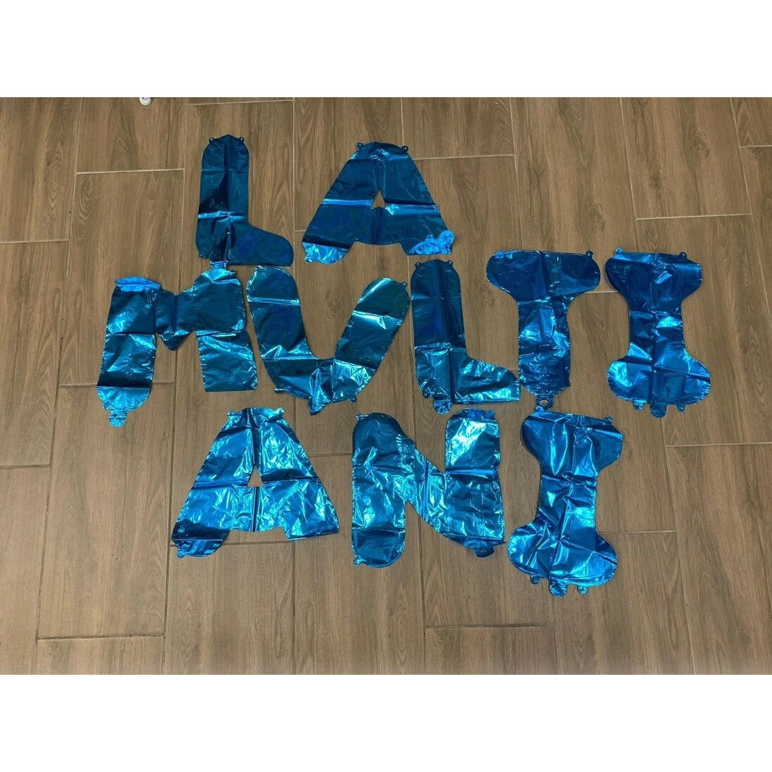 Set 10 Baloane din Folie Metalizata, Flippy, Figurine Litere, Model La multi ani, Tema Aniversare, 40 cm, Ambalaj Individual, Pai Inclus, Umflare cu Aer sau Heliu, Albastru