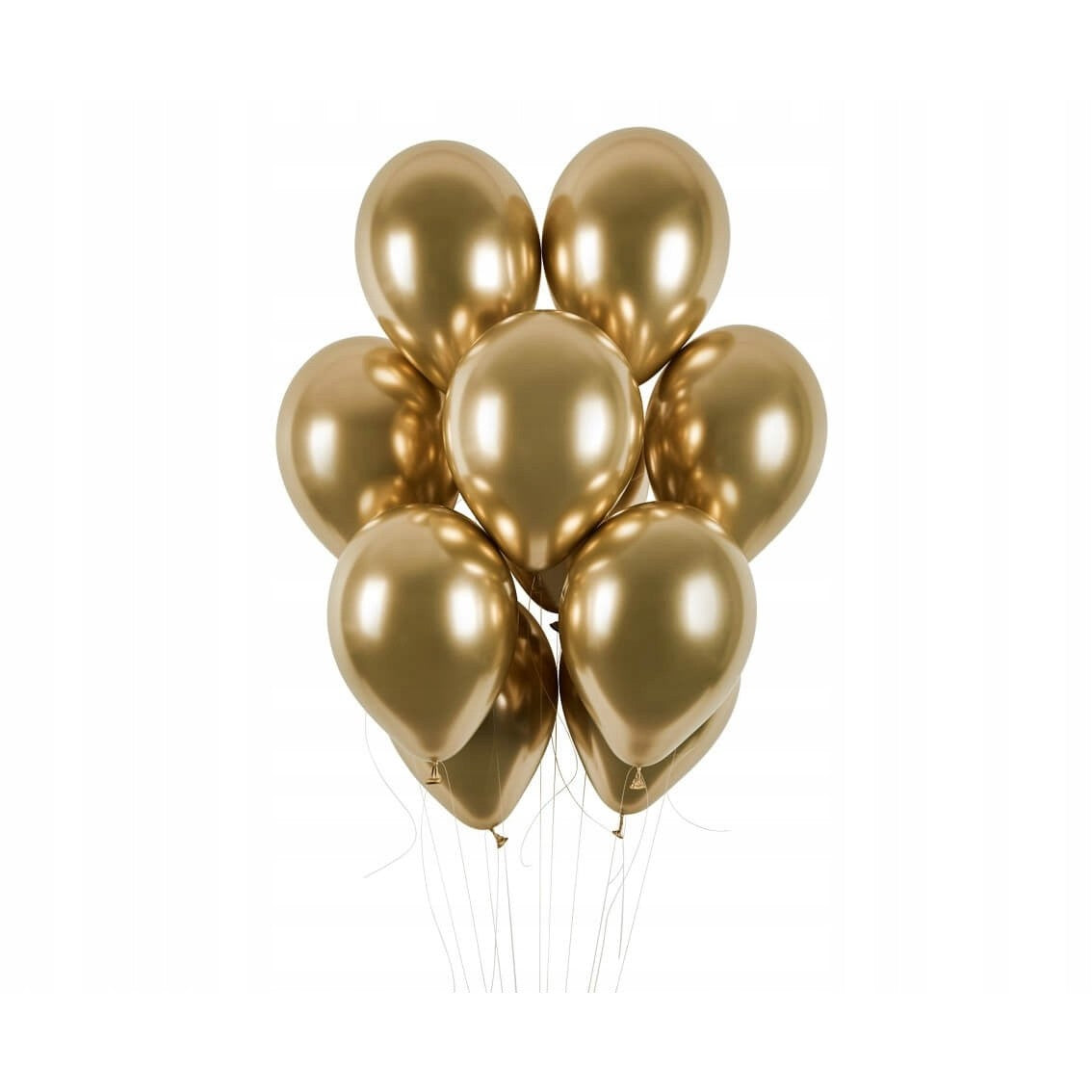 Set 10 Baloane din Latex Chrome, Vivimall, Model Party, 13 cm, Gold, 1 g