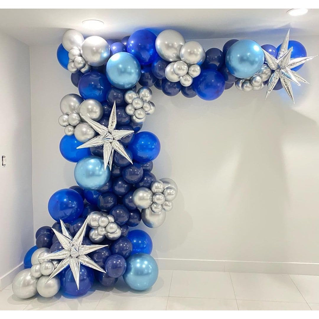 Set 10 Baloane din Latex, Vivimall, Model Party, Albastru Diferite Nuante, 30 cm, 2.8 g