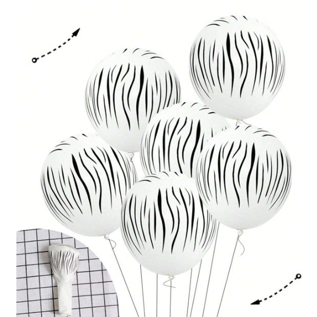 Set 10 Baloane din Latex, Vivimall, Model Party Animal Print, 3x Portocaliu, 3x Galben, 4x Alb, 23 cm, 1.4g