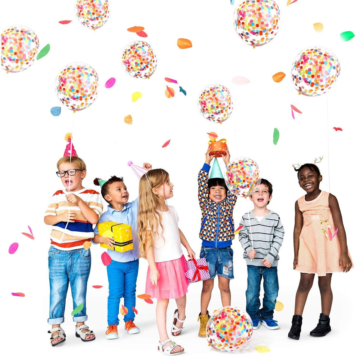 Set 10 Baloane din Latex, Vivimall, Model Party Confetti, 30 cm, Multicolore, 2.8 g