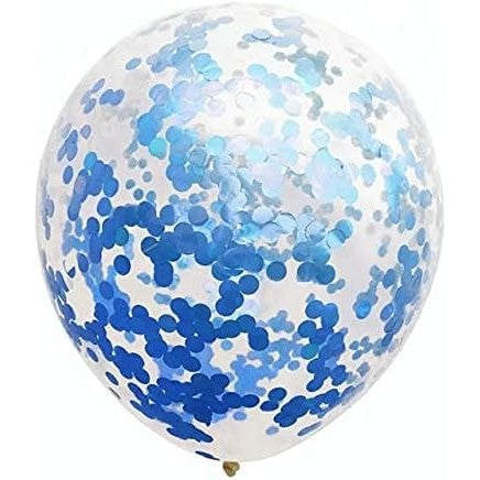 Set 10 Baloane din Latex, Vivimall, Model Party Confetti, 5 x Confetti, 5 x Albastru, 25 cm, 2.2g