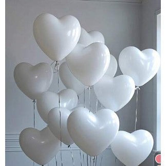 Set 10 Baloane, Vivimall, Model Inima, din Latex, 25 cm, Alb - vivimall.ro