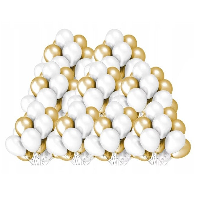 Set 10 Baloane din Latex Metalizate, Vivimall, Model Party, 5x Alb, 5x Nude, 23 cm, 2.2 g