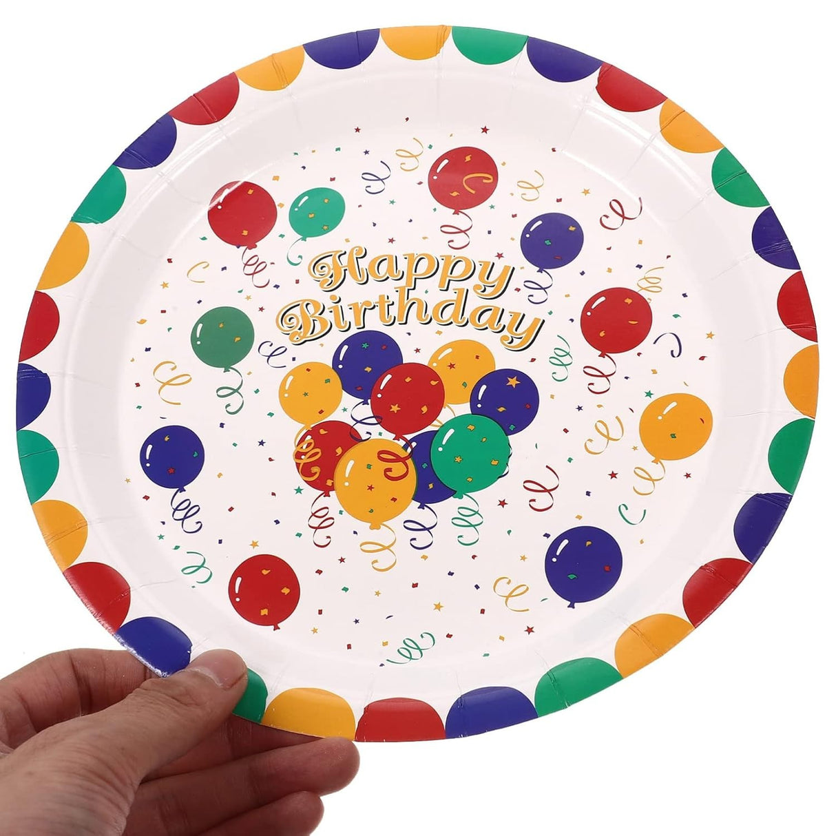 Set 10 Farfurii de Unica Folosinta, Flippy, din Carton, 23 cm, Model Happy Birthday, Multicolor