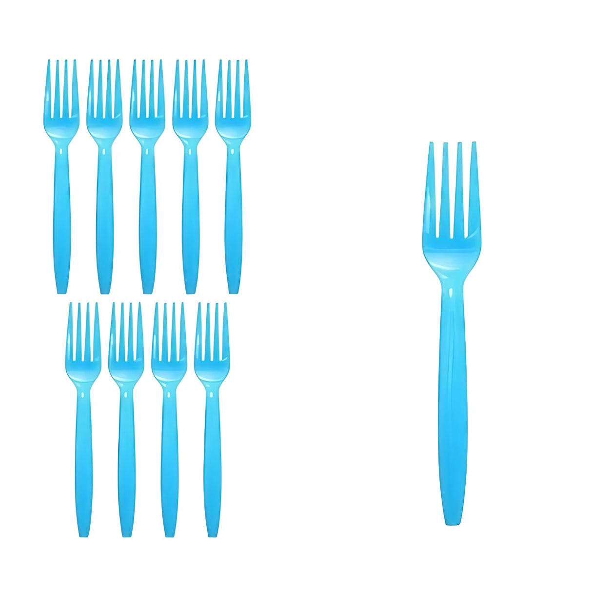 Set 10 Furculite de Unica Folosinta, Flippy, Plastic, 15.5 x 2.5 cm, Albastru