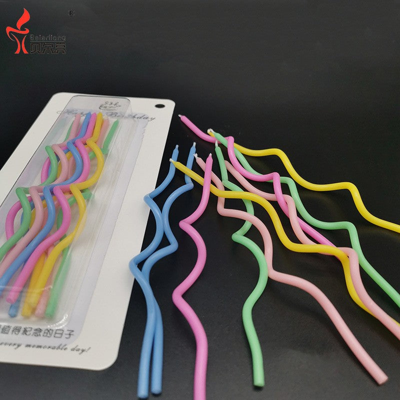 Set 10 Lumanari de Tort, Vivimall, Model Spiralat, 17 x 0.34 cm, din Ceara, Multicolor - vivimall.ro