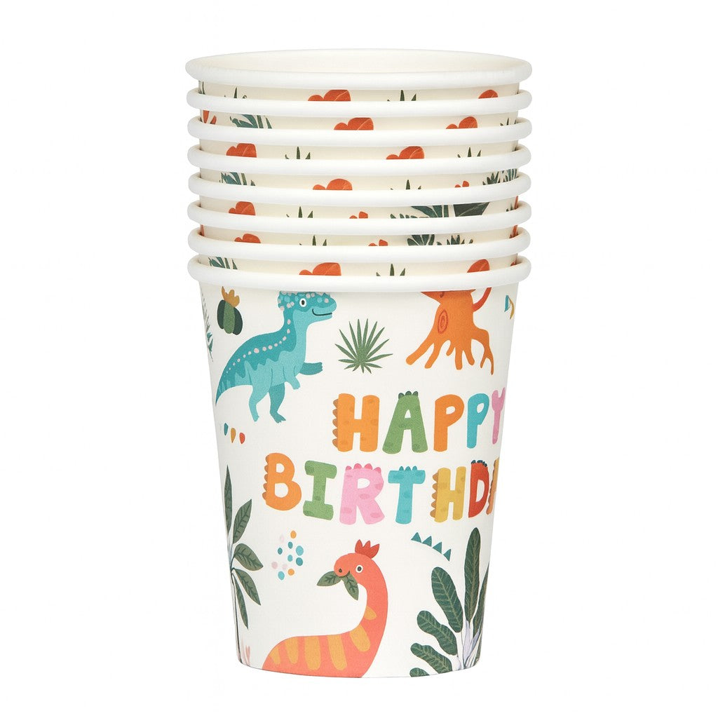 Set 10 Pahare, Flippy, Imprimeu cu Dinozaurii, din Carton, 250 ml, 7.5 x 8.5 x 5.2 cm, Multicolor