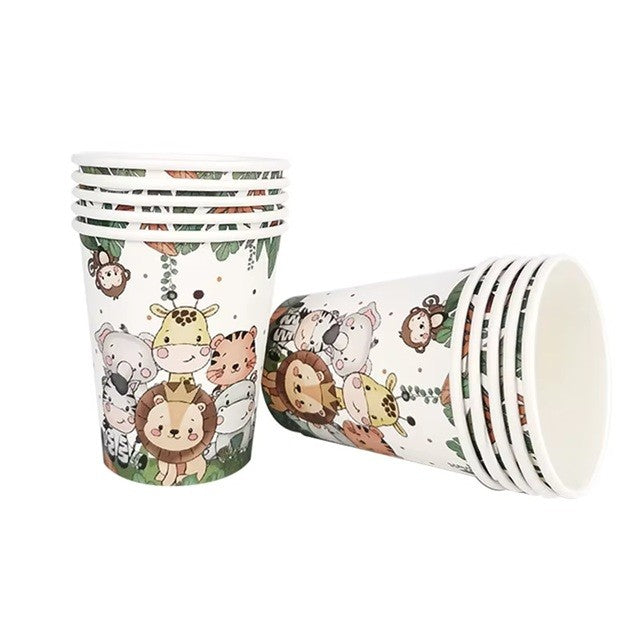 Set 10 Pahare, Flippy, Imprimeu Jungle, din Carton, 7 x 8.5 cm, Verde