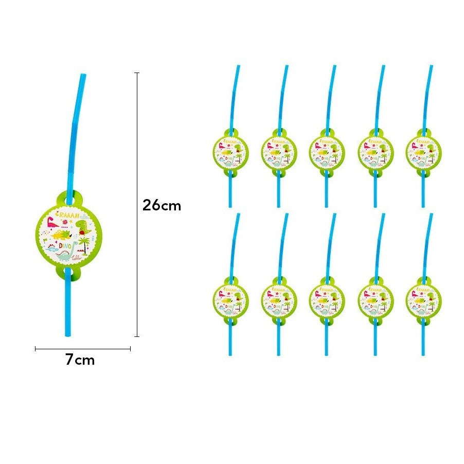 Set 10 Paie, Flippy, Colectia Dino Park, 26 x 7 cm, din Carton/Plastic, Multicolor
