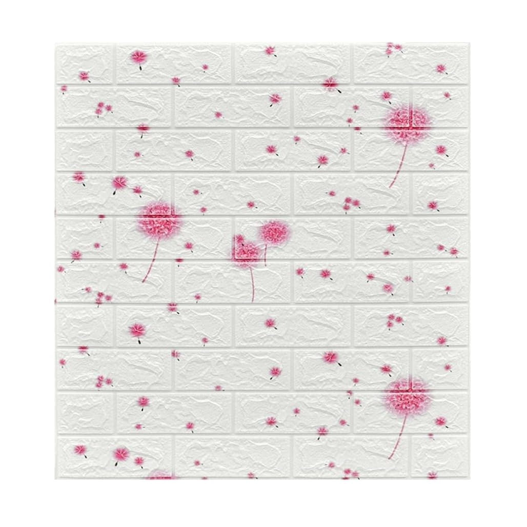 Set 10 Placi Tapet 3D, Vivimall, 70 x 77 cm, Grosime 3 mm, din Polietilena, Tip Caramida, Model Papadie Roz, Suprafata acoperita 5.3 mp, Alb
