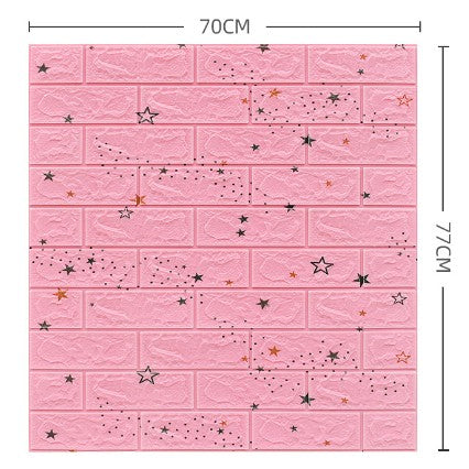 Set 10 Placi Tapet 3D, Vivimall, 70 x 77 cm, Grosime 3 mm, din Polietilena, Tip Caramida, Model Stele, Suprafata acoperita 5.3 mp, Roz - vivimall.ro