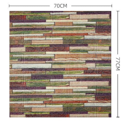 Set 10 Placi Tapet 3D, Vivimall, 70 x 77 cm, Grosime 3 mm, din Polietilena, Model Caramida, Suprafata acoperita 5.3 mp, Caramida Colorata - vivimall.ro