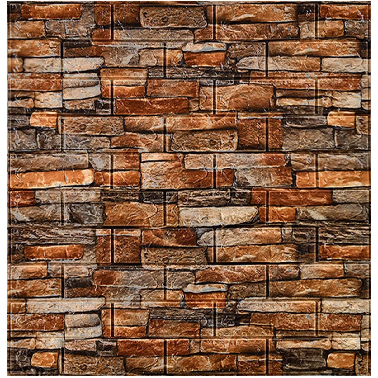 Set 10 Placi Tapet 3D, Vivimall, 70 x 77 cm, Grosime 3 mm, din Polietilena, Model Caramida, Suprafata acoperita 5.3 mp, Piatra Rosie - vivimall.ro