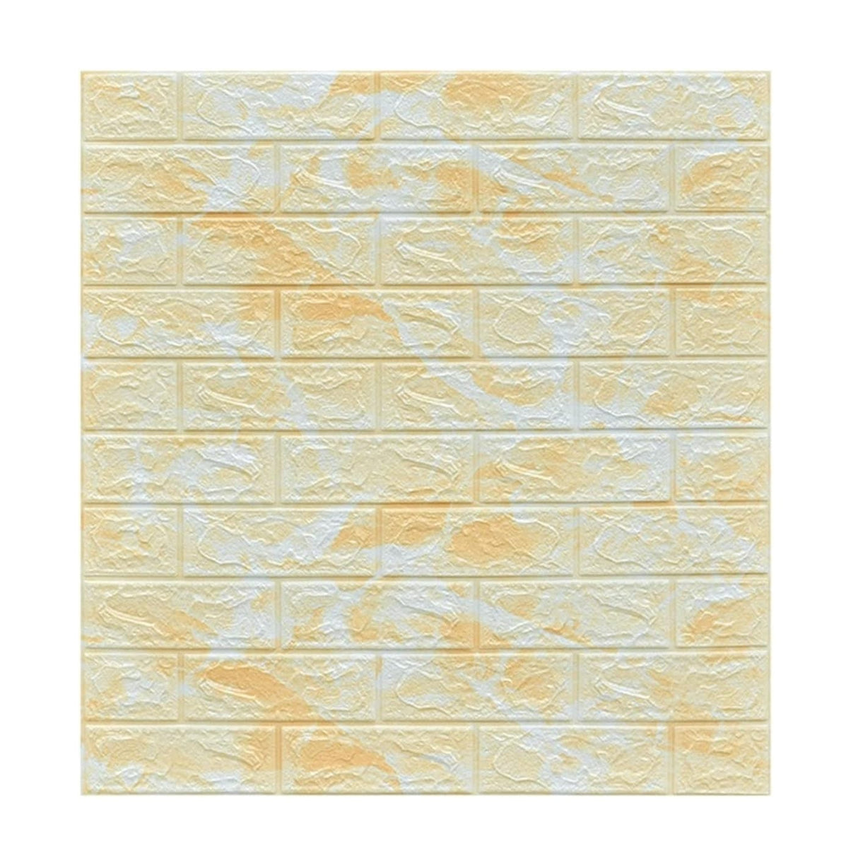 Set 10 Placi Tapet 3D, Vivimall, 70 x 77 cm, Grosime 3 mm, din Polietilena, Model Caramida, Suprafata acoperita 5.3 mp, Marmura Galbena - vivimall.ro