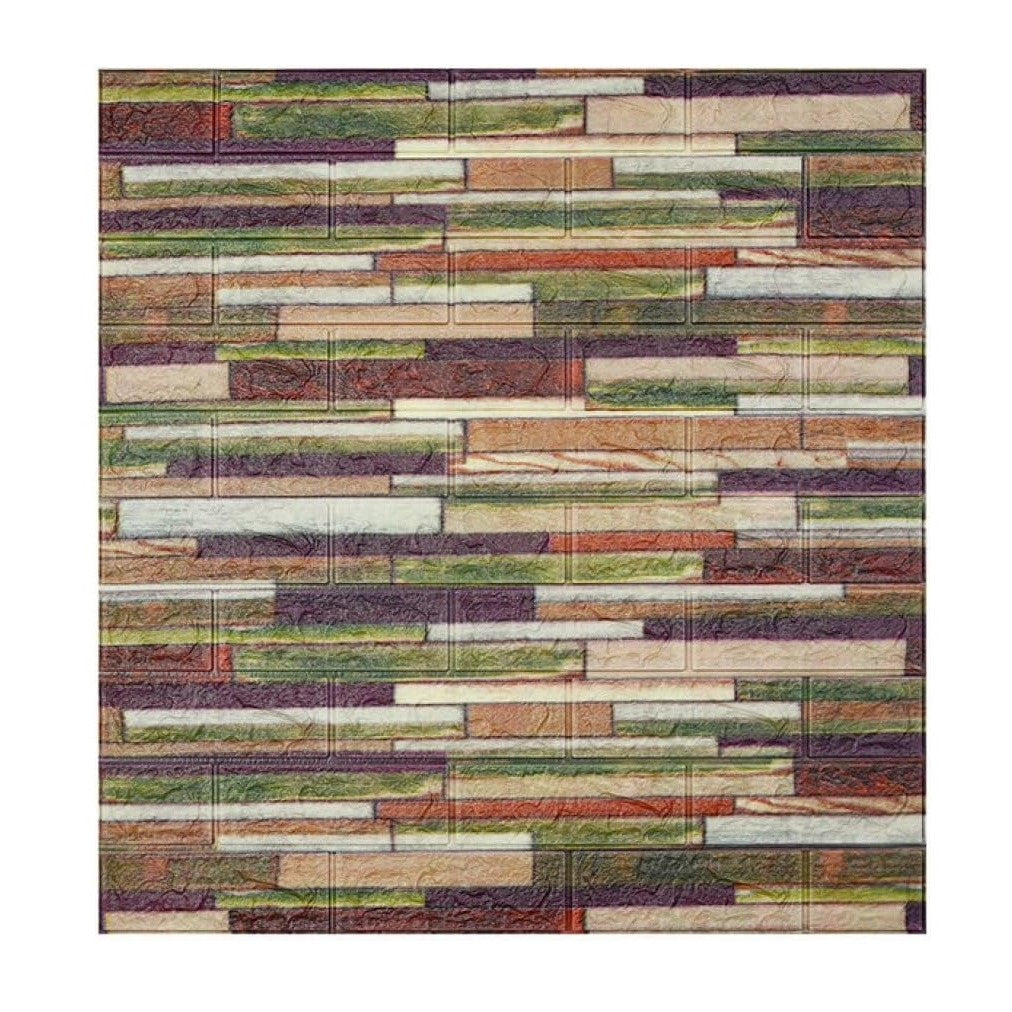 Set 10 Placi Tapet 3D, Vivimall, 70 x 77 cm, Grosime 3 mm, din Polietilena, Model Caramida, Suprafata acoperita 5.3 mp, Caramida Colorata - vivimall.ro