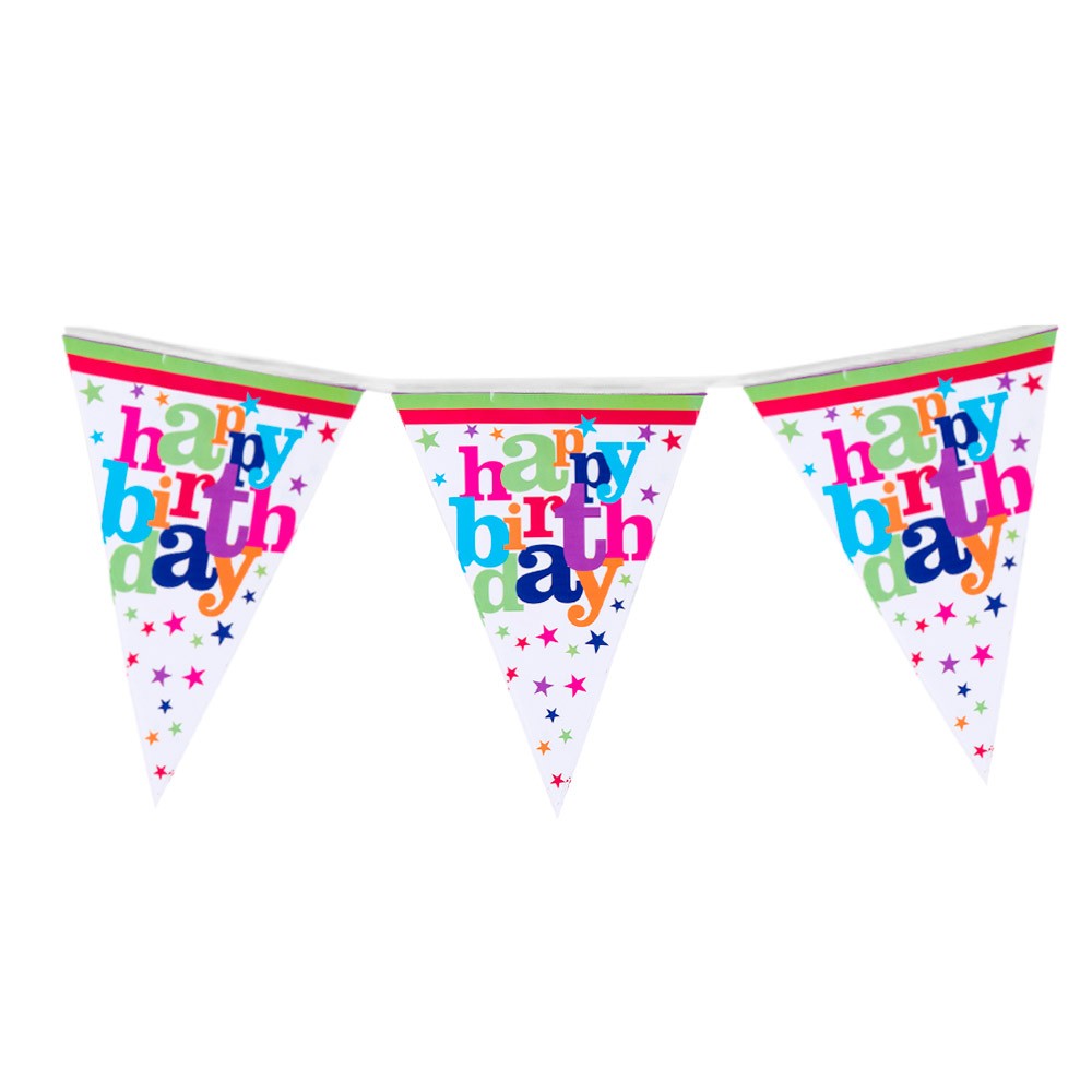 Set 10 Stegulete Tip Banner, Vivimall, Colectia Happy Birthday, 270 cm Lungime, din Hartie Cretata, Multicolor - vivimall.ro