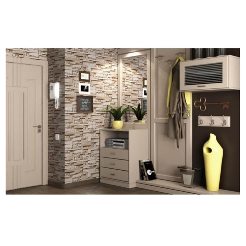 Set 10 Placi de Tapet, Vivimall, Autoadezive, 70 x 77 cm, 2.5 mm Grosime, Suprafata Acoperita 5.3 mp, din PVC, Model Piatra, Bej - vivimall.ro