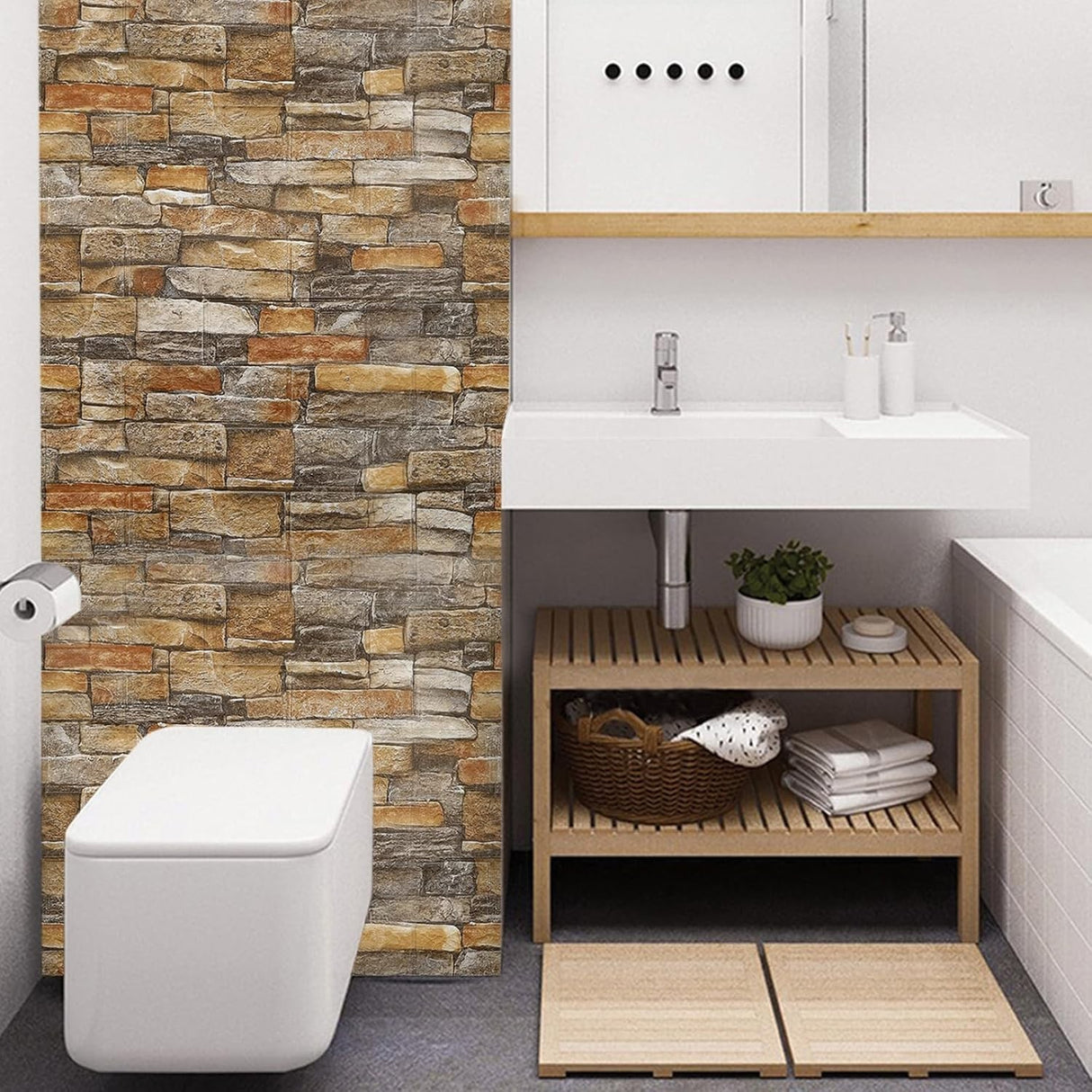 Set 10 Placi de Tapet, Vivimall, Autoadezive, 70 x 77 cm, 2.5 mm Grosime, Suprafata Acoperita 5.3 mp, din PVC, Model Caramida, Galben - vivimall.ro